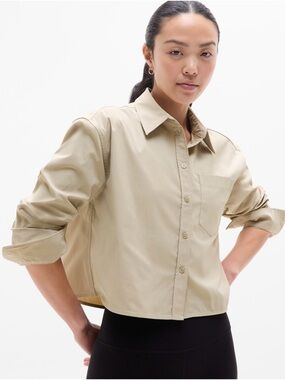 Athleta Midday Cropped Poplin Shirt